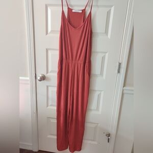 JustFab Ribbed Rust Jumpsuit